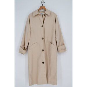 ASOS Design Longline Trench Coat Beige Women's 0 XS Cotton Twill Single Breasted